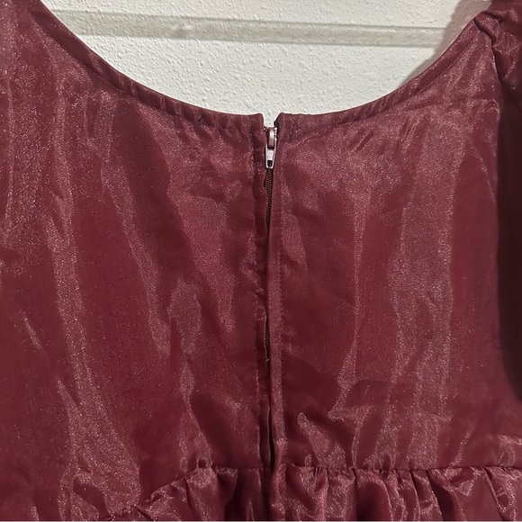 Cosmic Aura Maroon Organza Tiered Dress - Picture 6 of 8